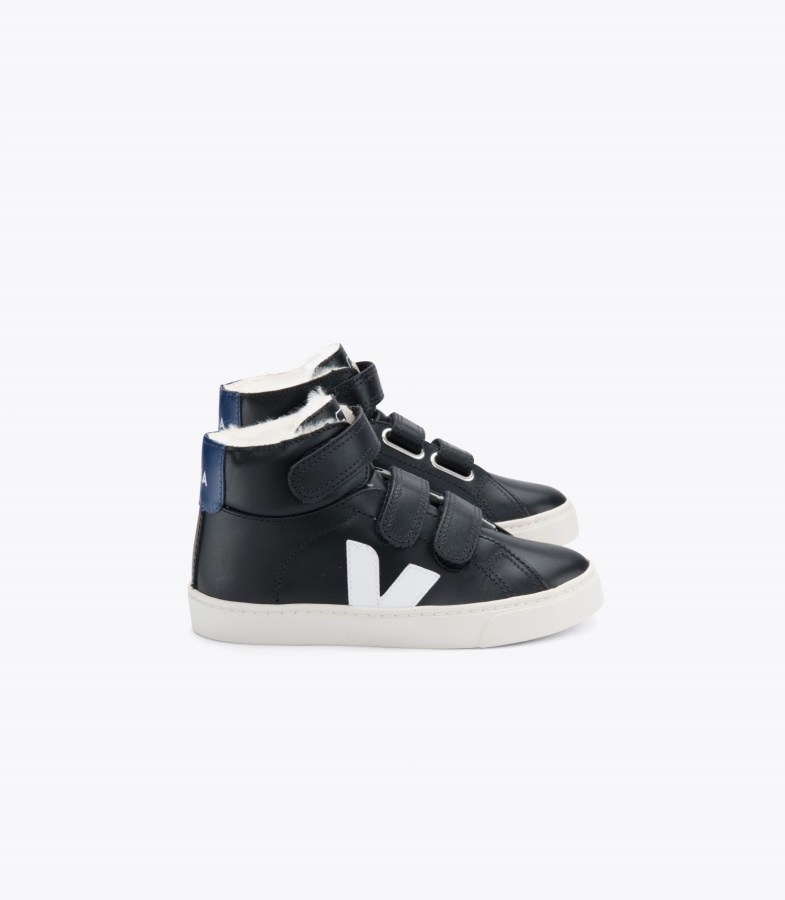 Mid Fured Leather Black Cobalt Collection Veja