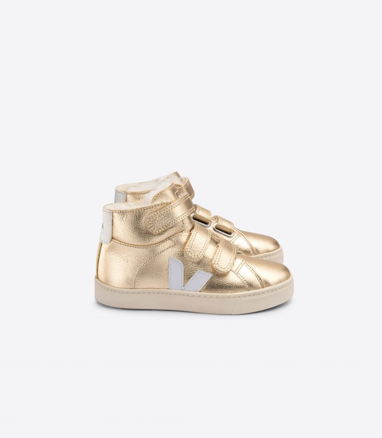 Mid Fured Leather Platine White Veja
