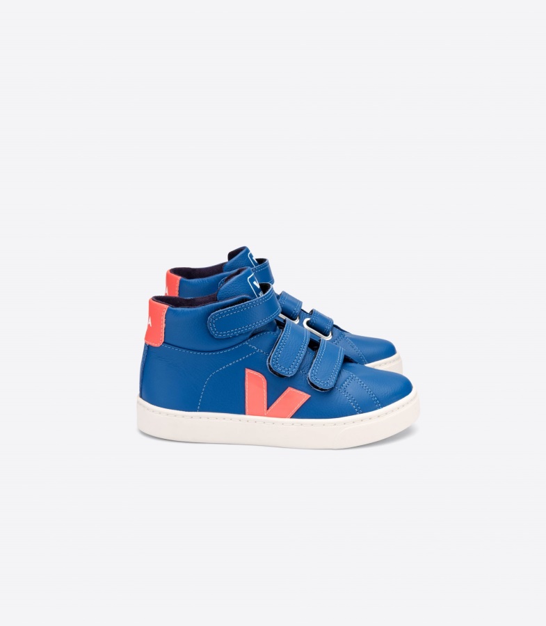 Mid Chromefree Leather Indigo Orange Fluo Original Veja